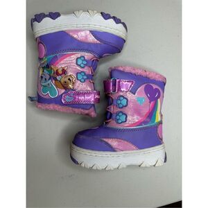 Paw Patrol Girls Pink Purple Snow Boots Size 7